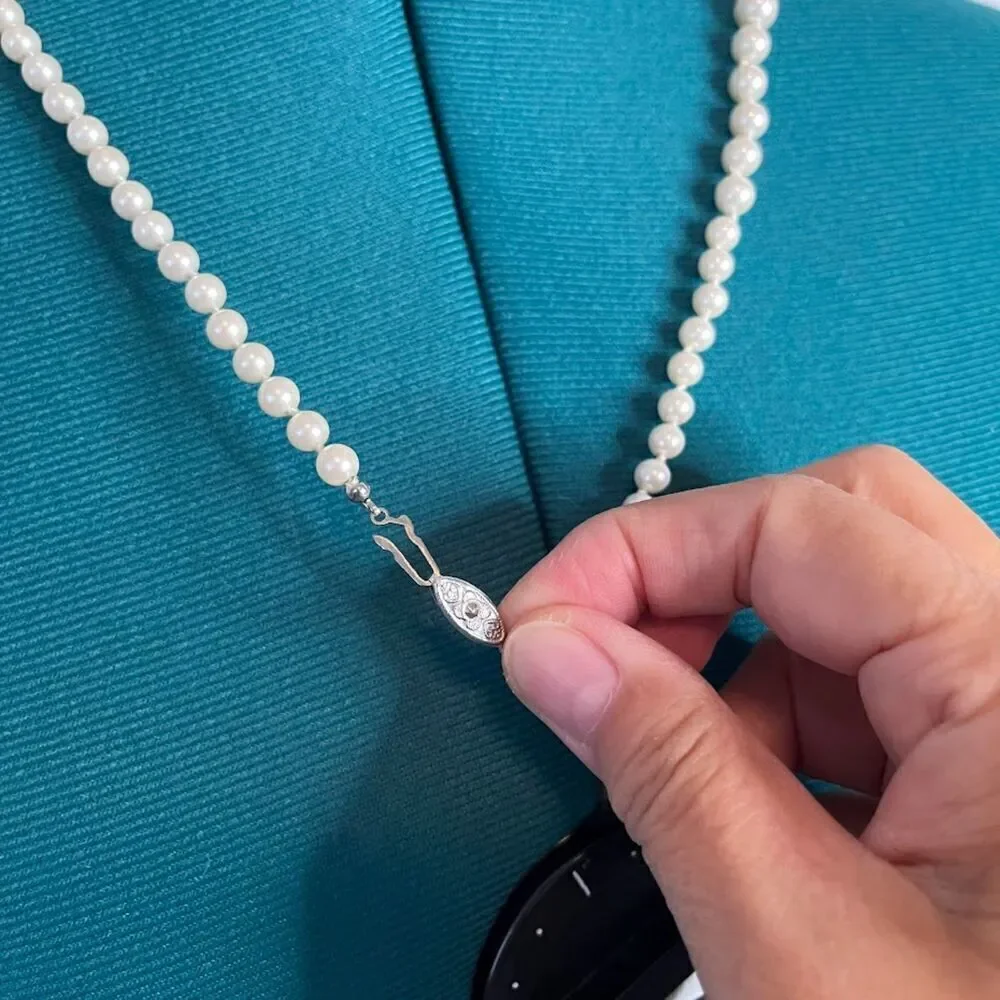 Beaded Long Graduated Faux Pearl Wedding Bridal Necklace